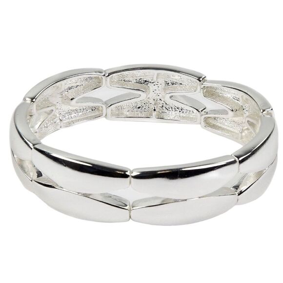 NEW Bandolino Silver-Tone Sectional Stretch Bracelet, 8" - Picture 1 of 4